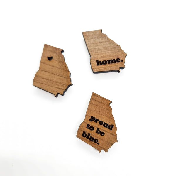Georgia Heart Wood Pin or Magnet