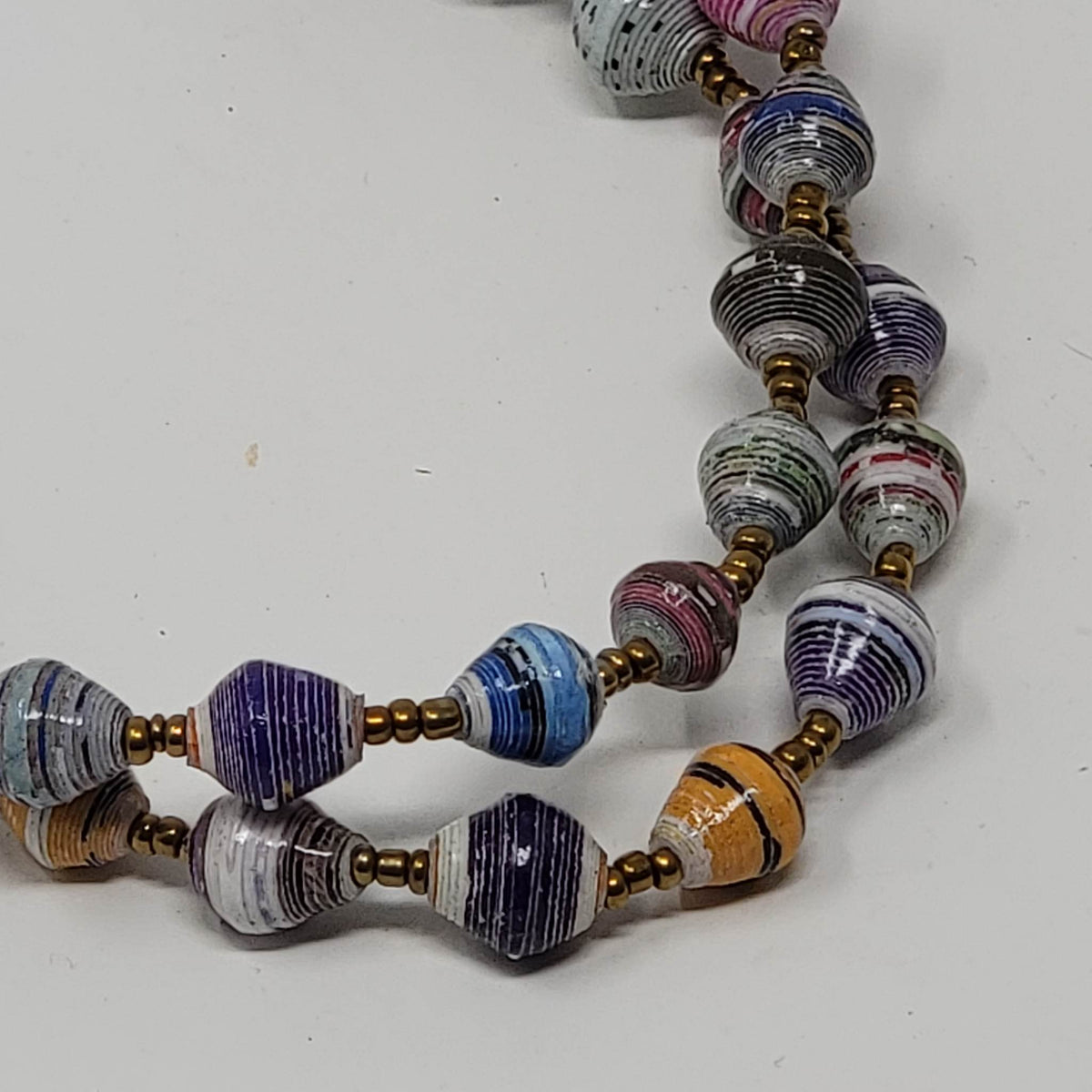 Kampala | Boho Chic Long Necklace | Handmade Beaded Multi Strand |Fair Trade Jewelry |Upcycled Magazines | Hand Rolled Paper Beads |Gift Idea