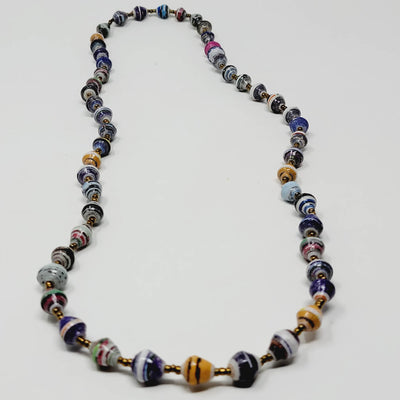 Kampala | Boho Chic Long Necklace | Handmade Beaded Multi Strand |Fair Trade Jewelry |Upcycled Magazines | Hand Rolled Paper Beads |Gift Idea