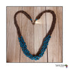 Abambejja Elegant Handmade Intricately Beaded Signature Necklace (Blue with Silver Seed Beads)
