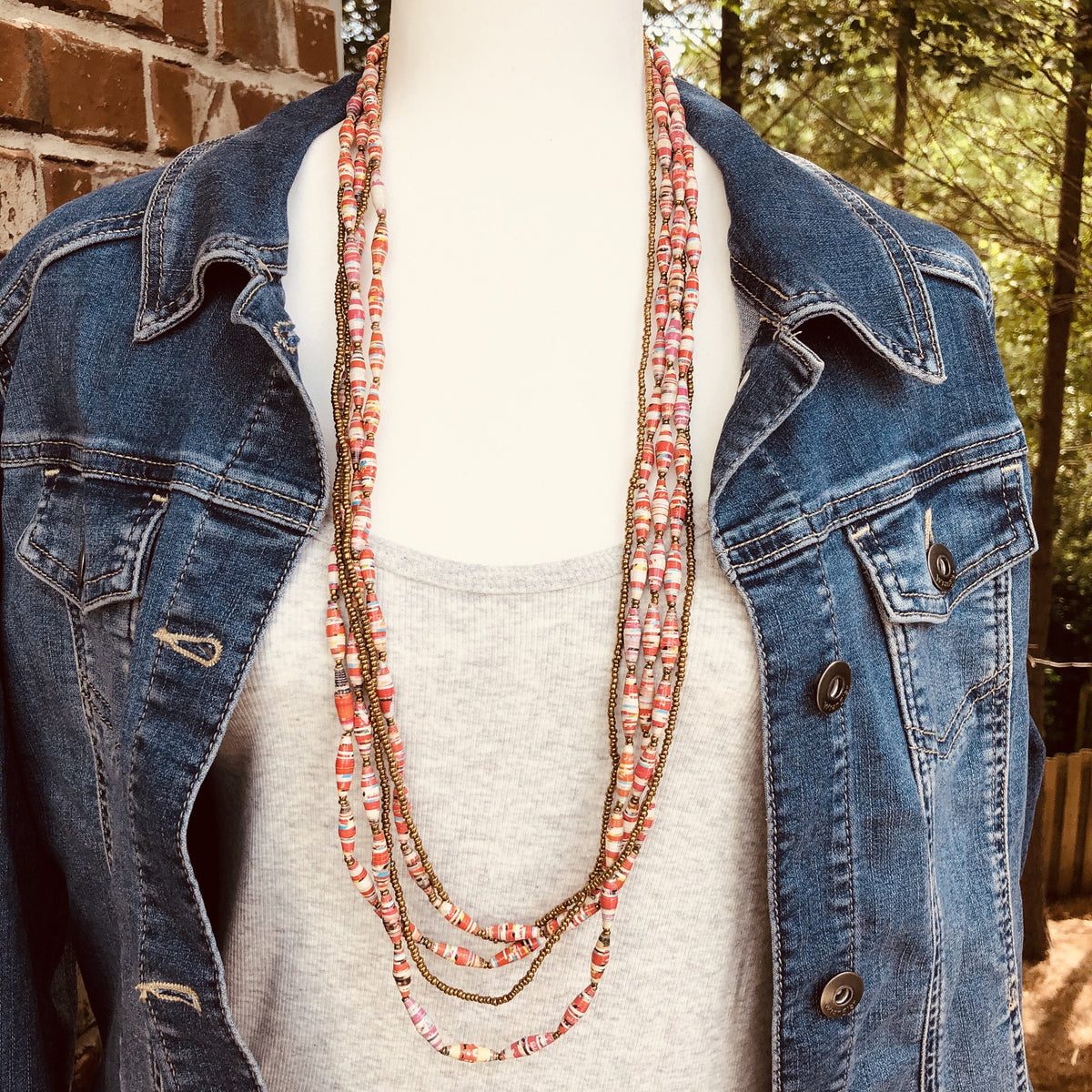 Nnyabo Boho Chic Handmade Beaded Multi Strand Long Necklace (Available in 3 Color Combinations)