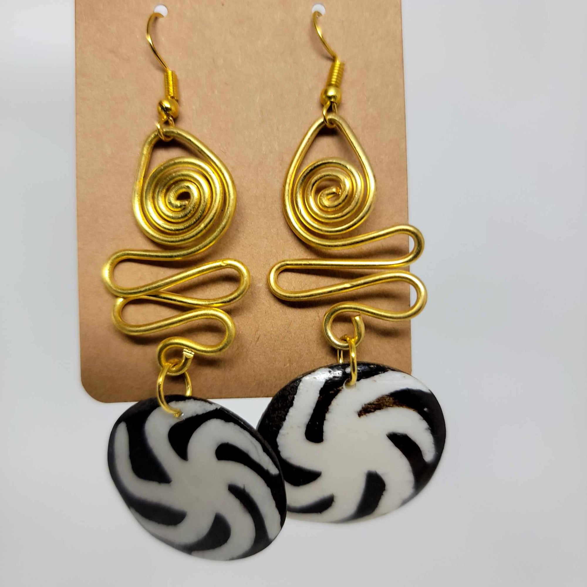 Black Half Moon Dangle Earrings