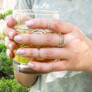 Beaded Stacking Ring Set - gold-filled