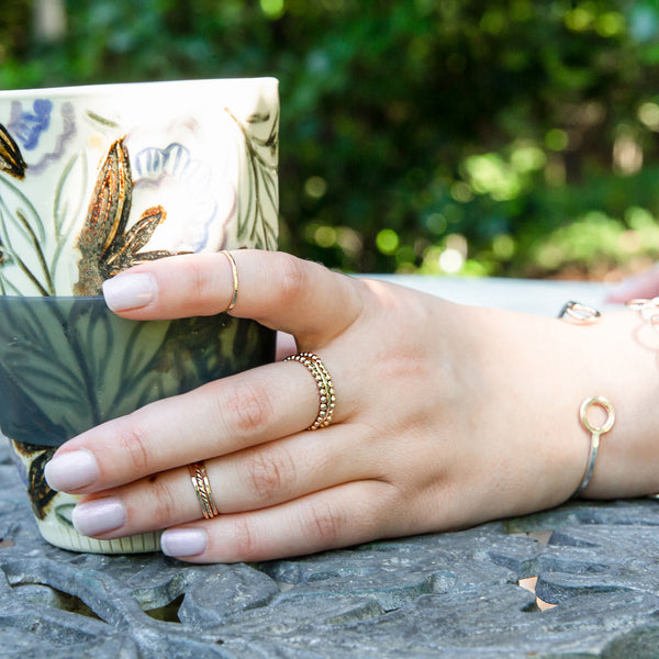 Beaded Stacking Ring Set - gold-filled