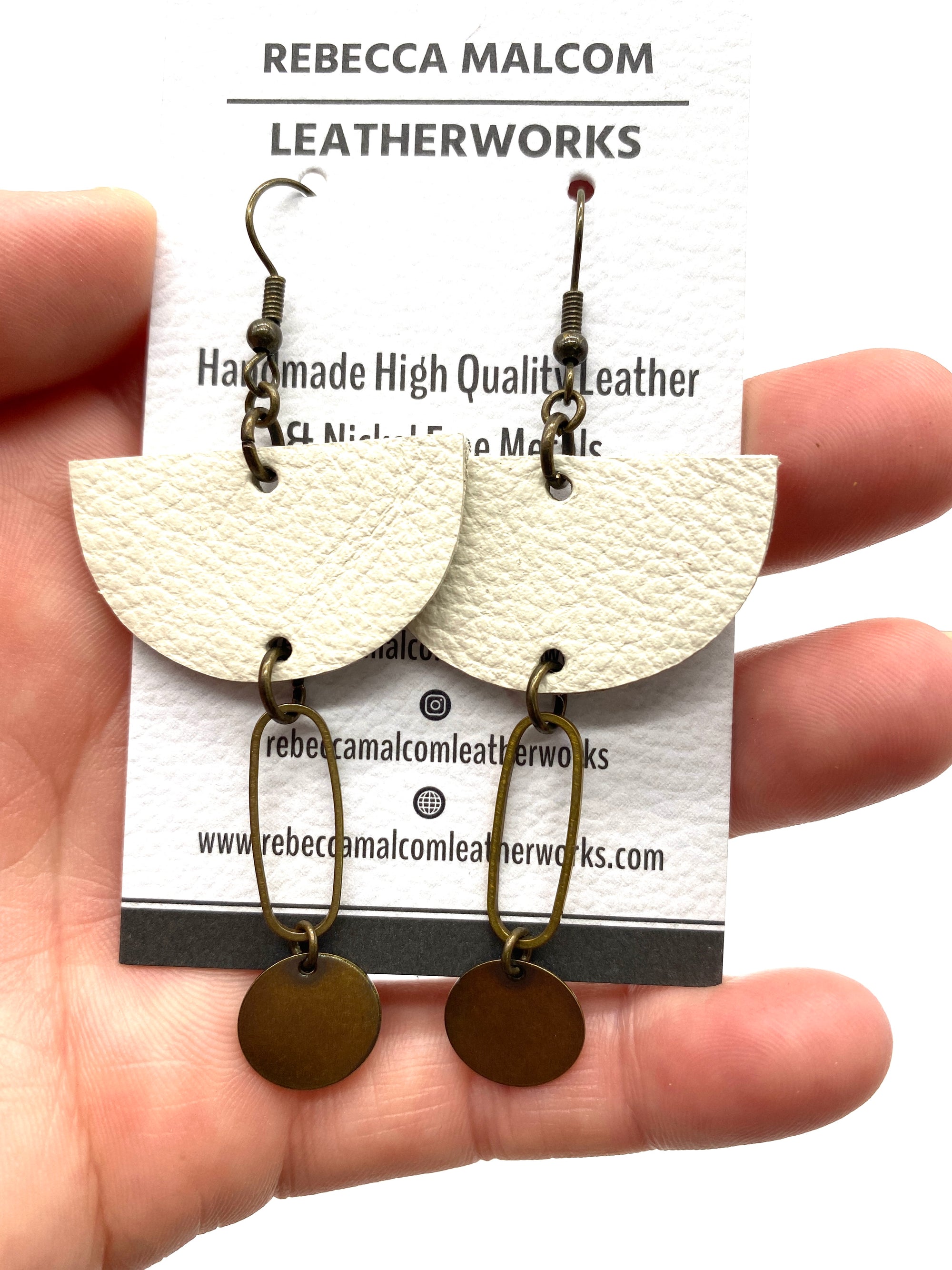 Leather and Brass modern Earrings