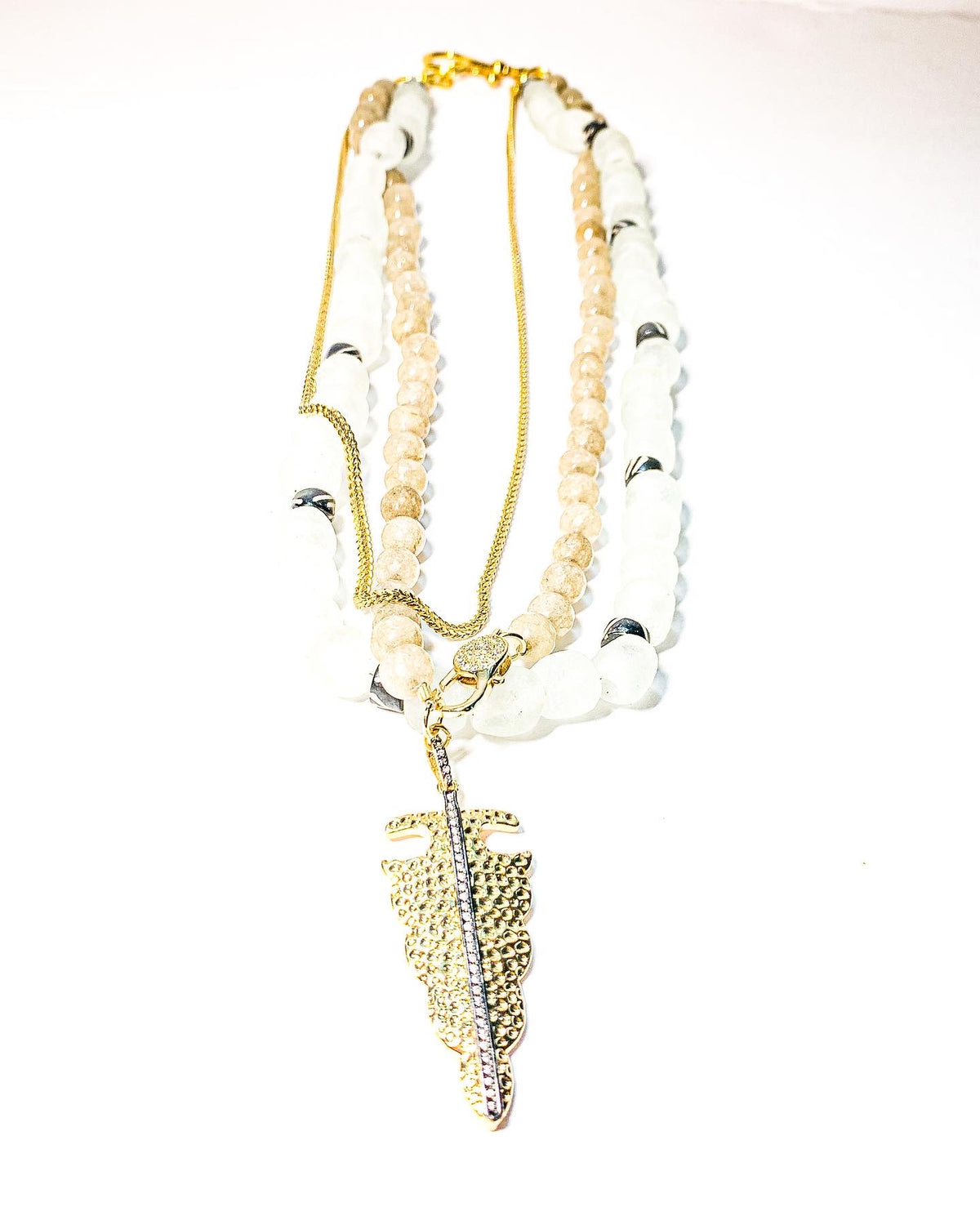 Black and Gold Pave Layered Necklace
