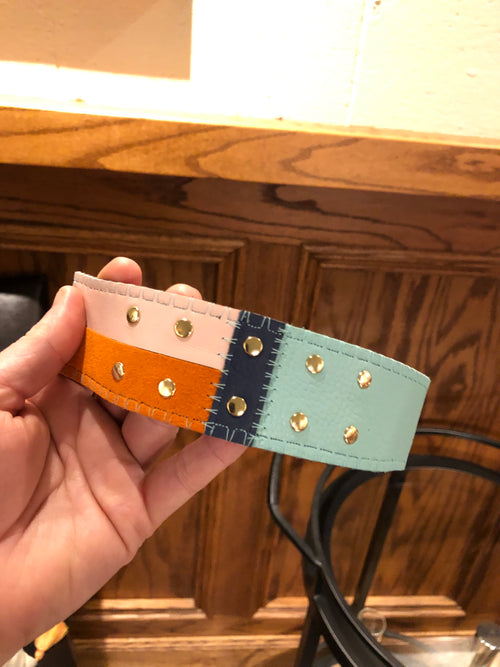 Mid century mod leather Cuff