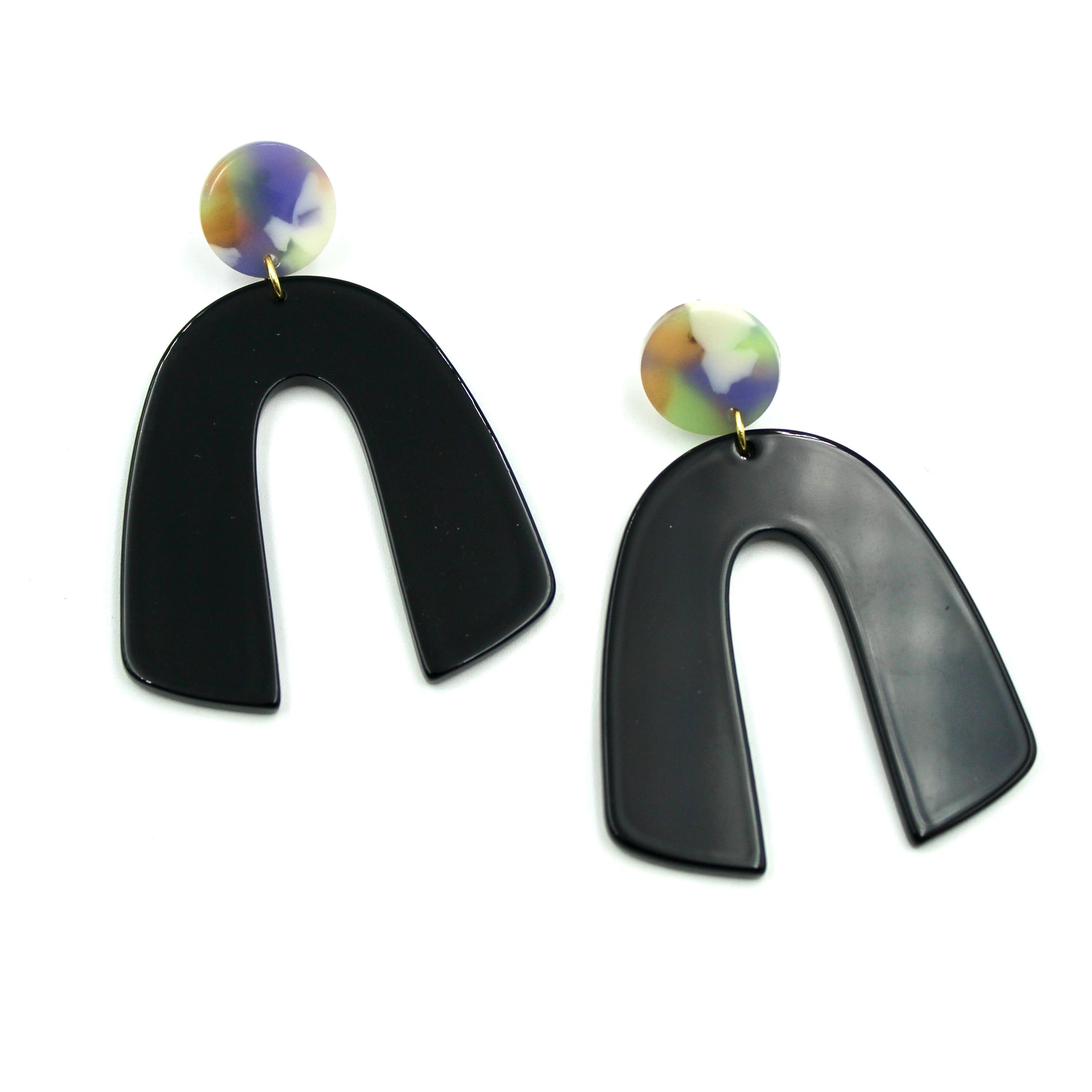 Black & Pastel Arch Earrings