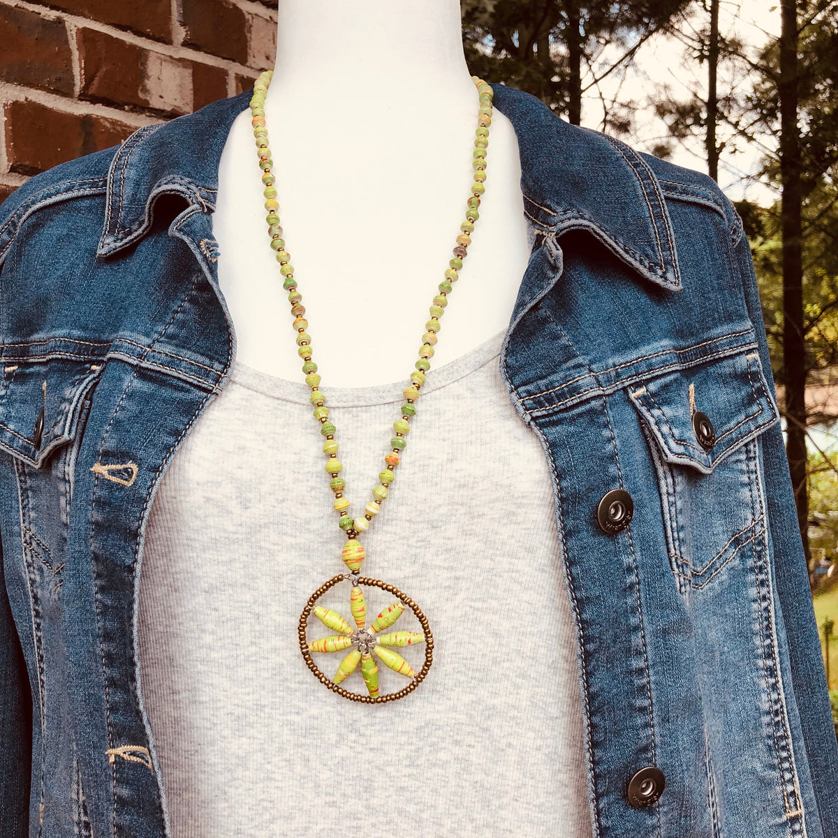 Kimuli Handmade Beaded Single Strand Necklace with 7 Bead Star Pendant (3 Colors)
