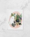 Greeting Card - Halloween - Ghost Watering Plants - Peach or Plum