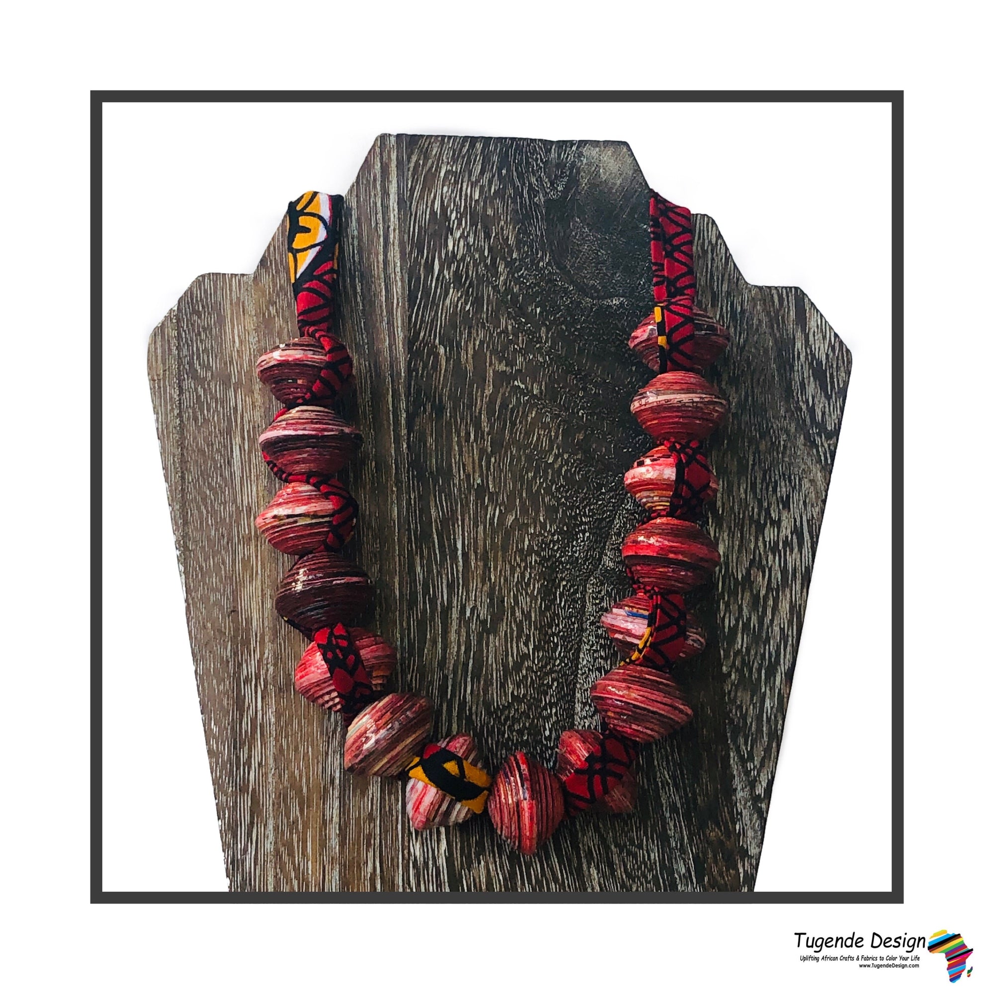 Sanyu Funky Handmade Necklace with Chunky Beads and Ankara Fabric (Lar -  the beehive