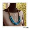 Abambejja Elegant Handmade Intricately Beaded Signature Necklace (Bright Blue with Gold Seed Beads)