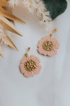Boho Coral Flower Statement Clay Earrings