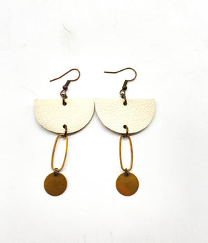 Leather and Brass modern Earrings