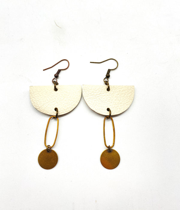 Leather and Brass modern Earrings
