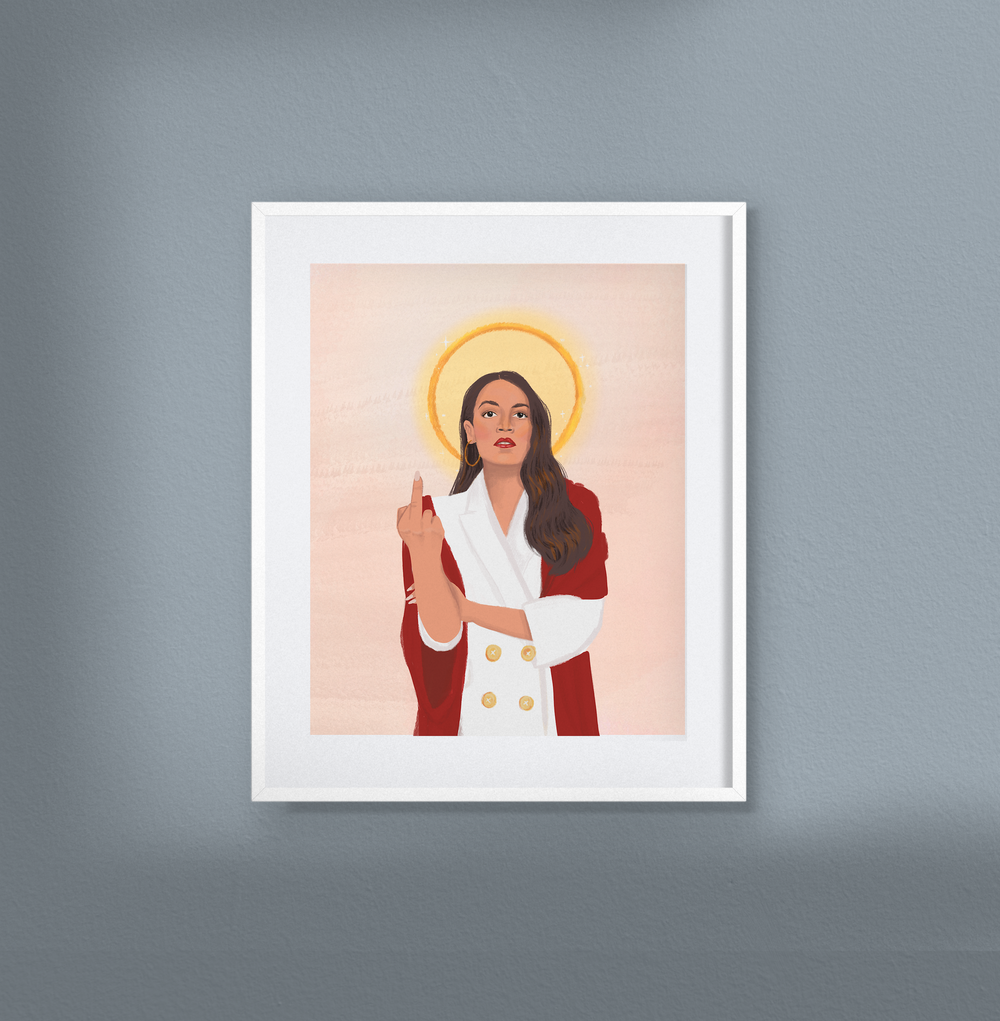 Print - Middle Fingers Up - AOC - Alexandria Ocacio-Cortez