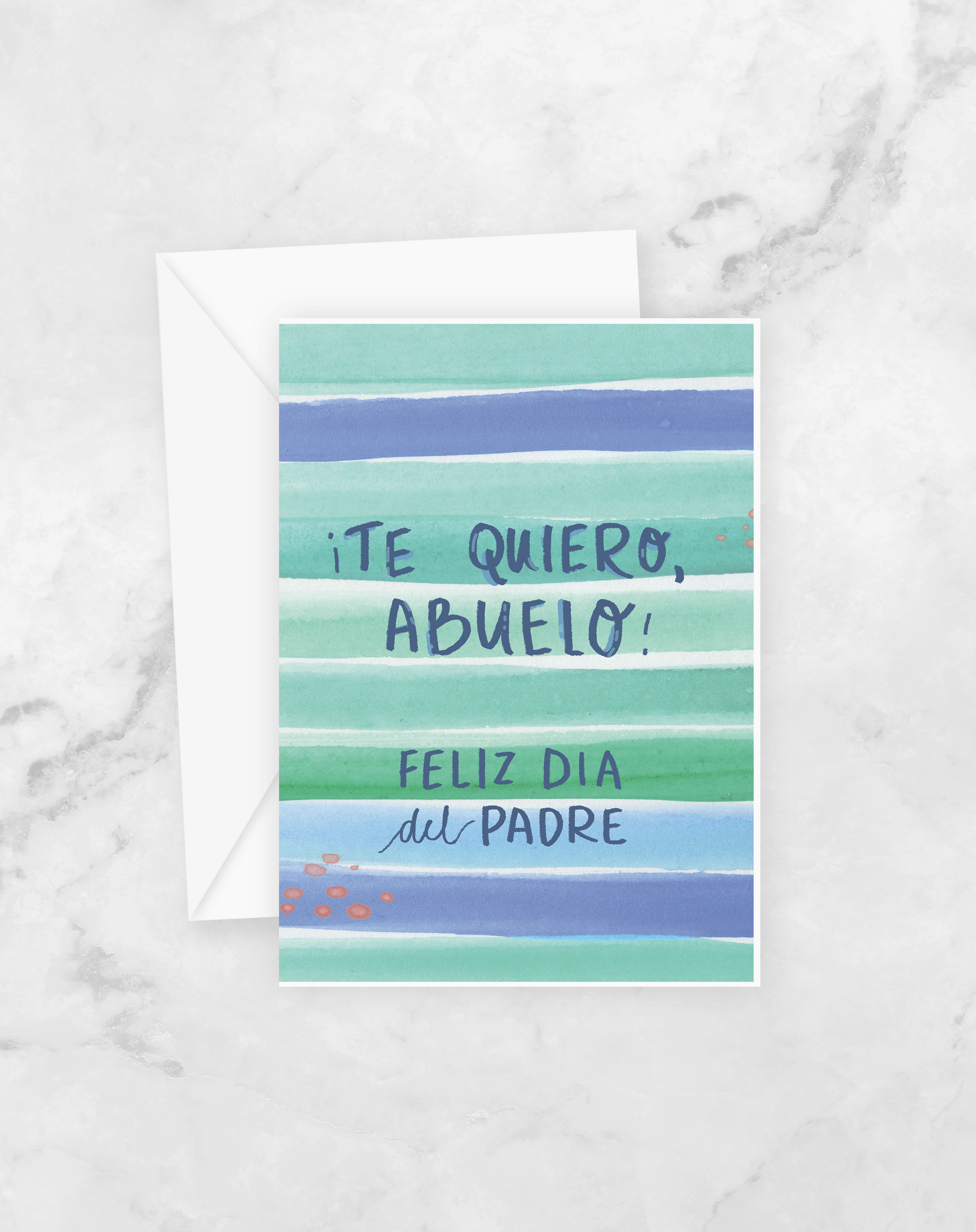 Greeting Card in Spanish - Father's Day for Grandpa - Feliz dia del Padre Abuelo - Peach or Plum