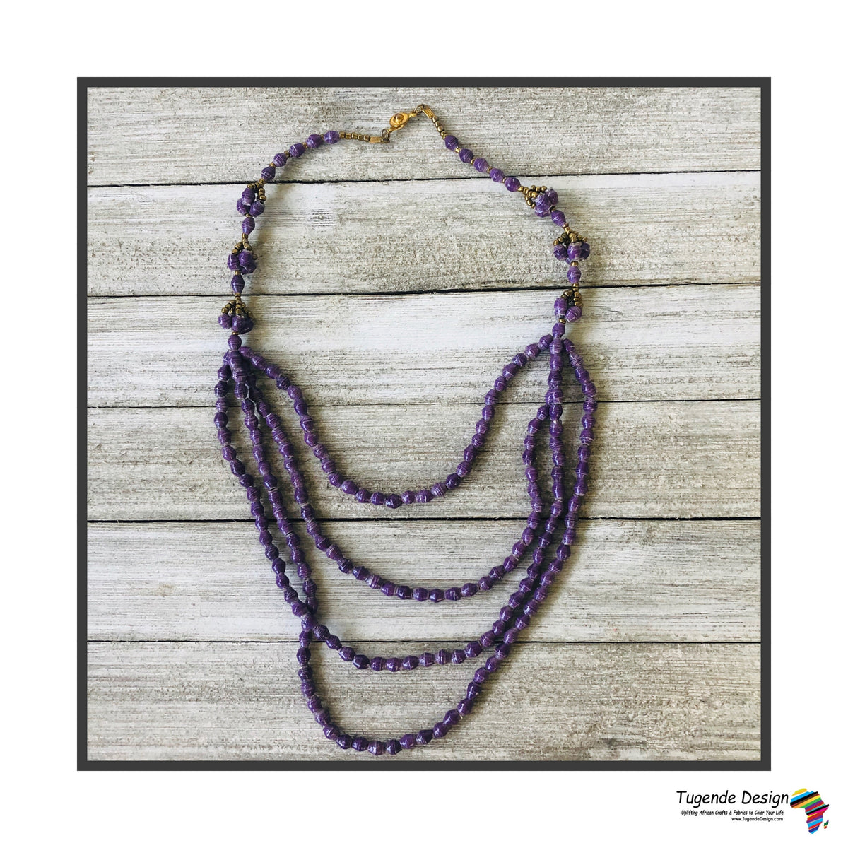 Doreen Darling Layered Handmade Beaded Necklace in Pretty Purple