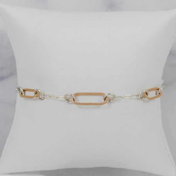 Paperclip Link Floating Bracelet - mixed metals