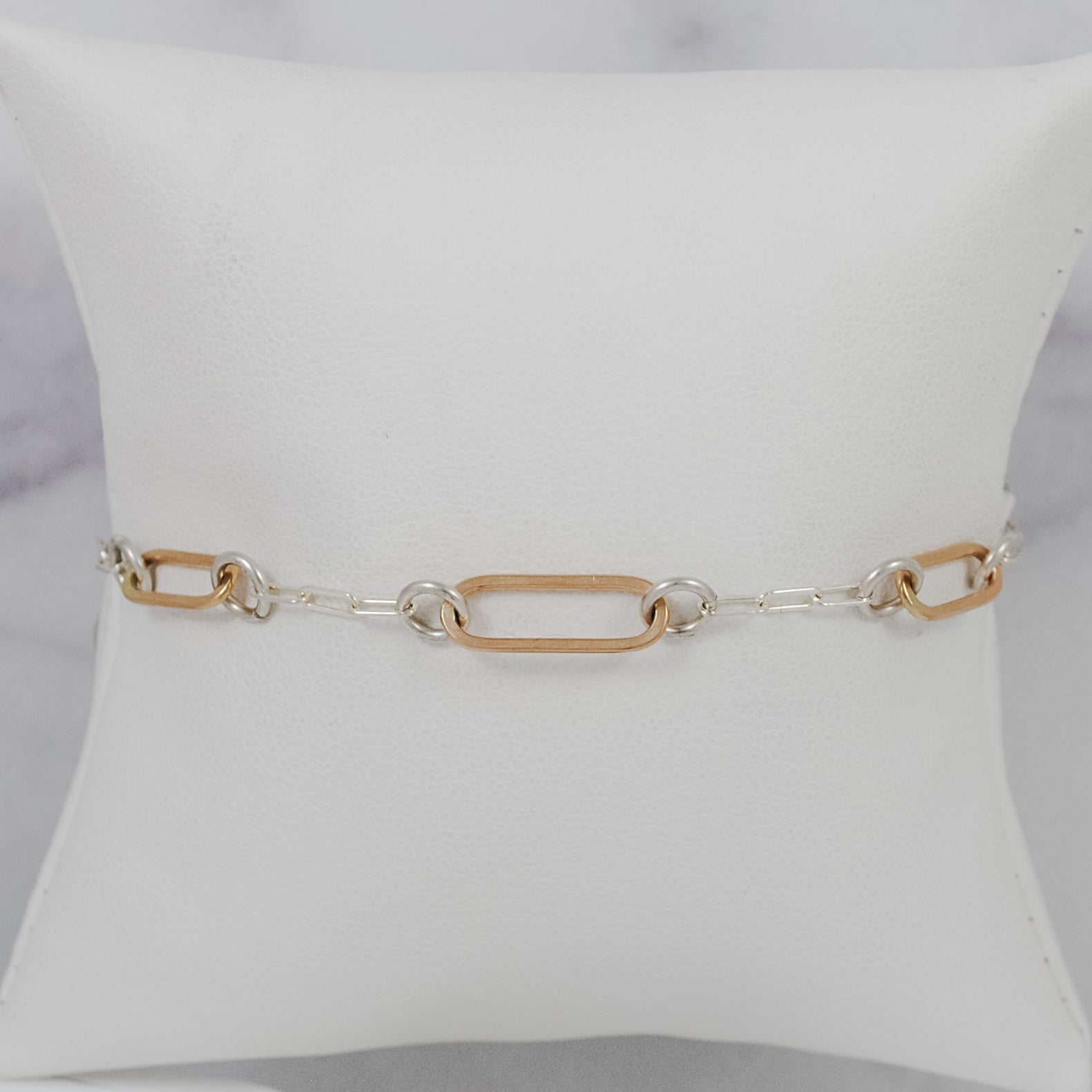 Paperclip Link Floating Bracelet - mixed metals