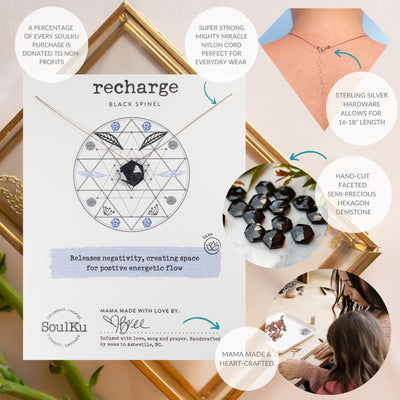 Recharge Sacred Geometry Necklace - Black Spinel