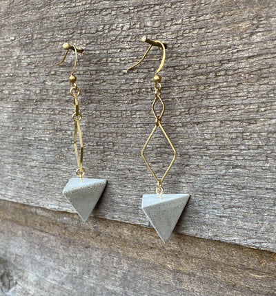 Concrete Tetrahedron Earrings
