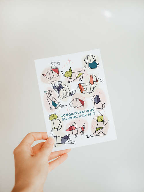 Greeting Card - New Pet Owners - Congrats on your new pet - adopt dog cat puppy fur baby
