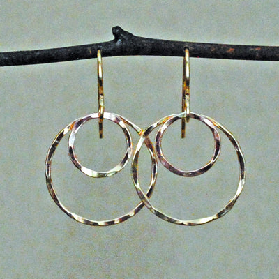 double ring earring - rose gold