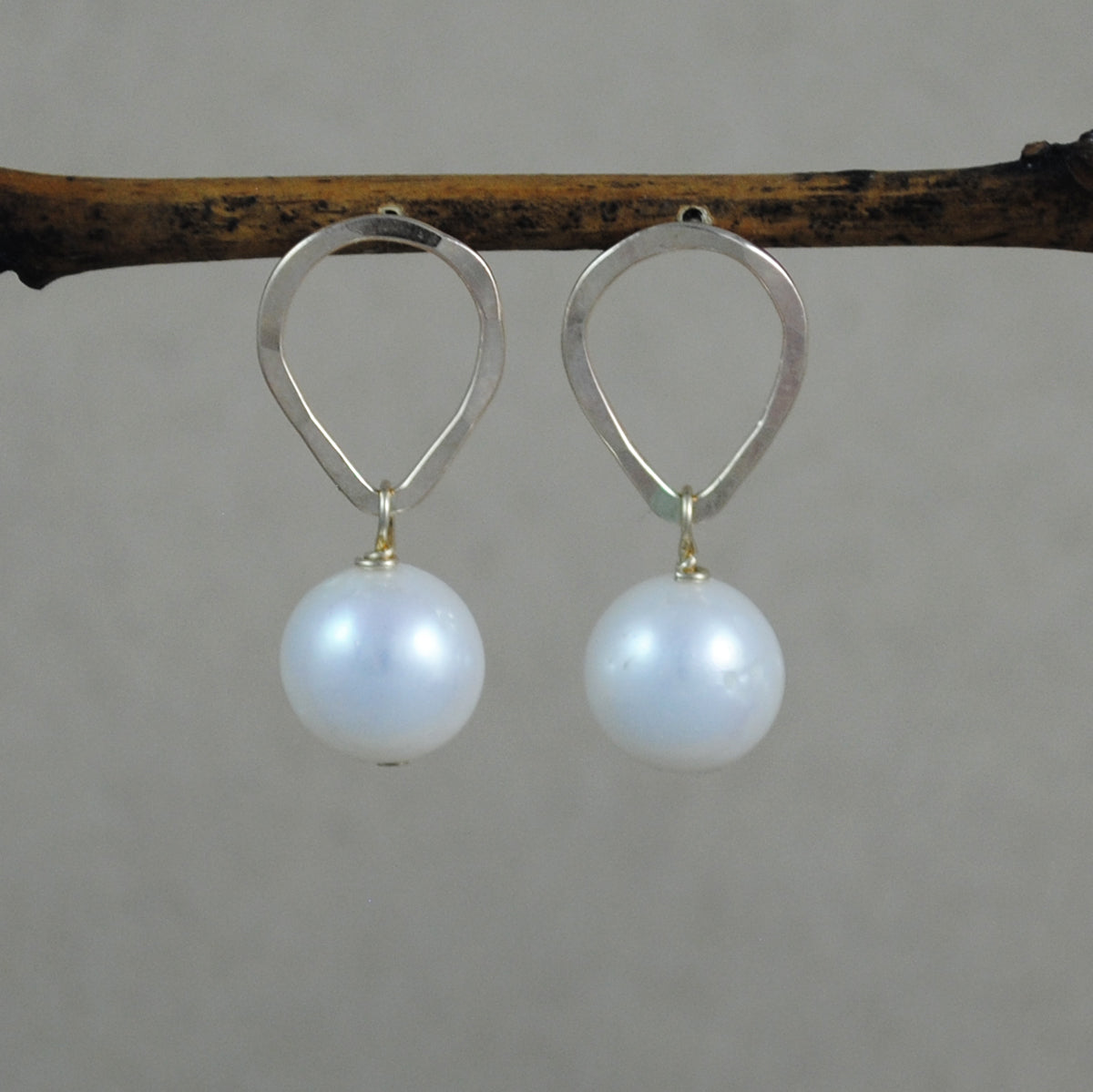 teardrop stud with hanging pearl earrings - gold-filled