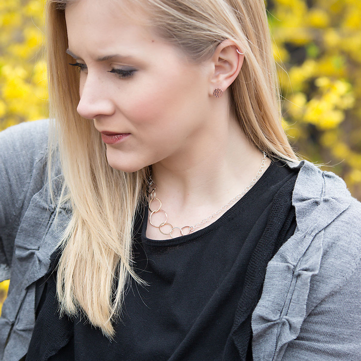 Hammered Disc Studs - rose gold-filled