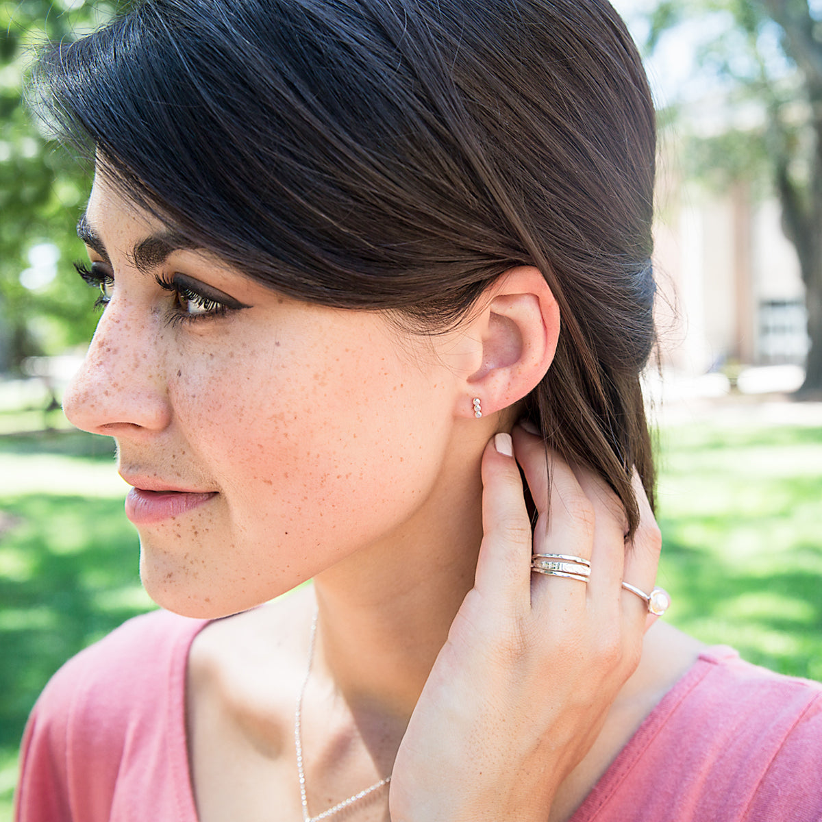 Mini Beaded Studs - sterling