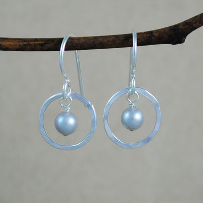 Pearl Halo Earrings - sterling silver