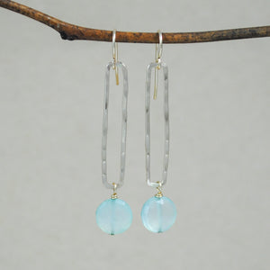 Rectangle And Stone Earrings - gold-filled