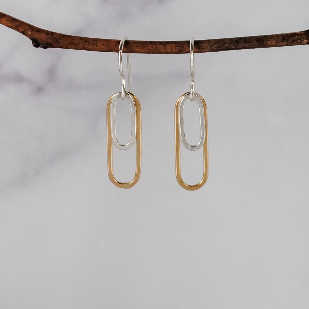 Small Double Paperclip Earrings - Mixed Metals