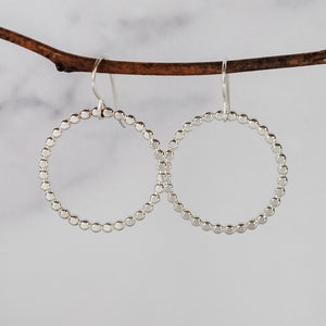 Large Beaded Circle Earrings - sterling