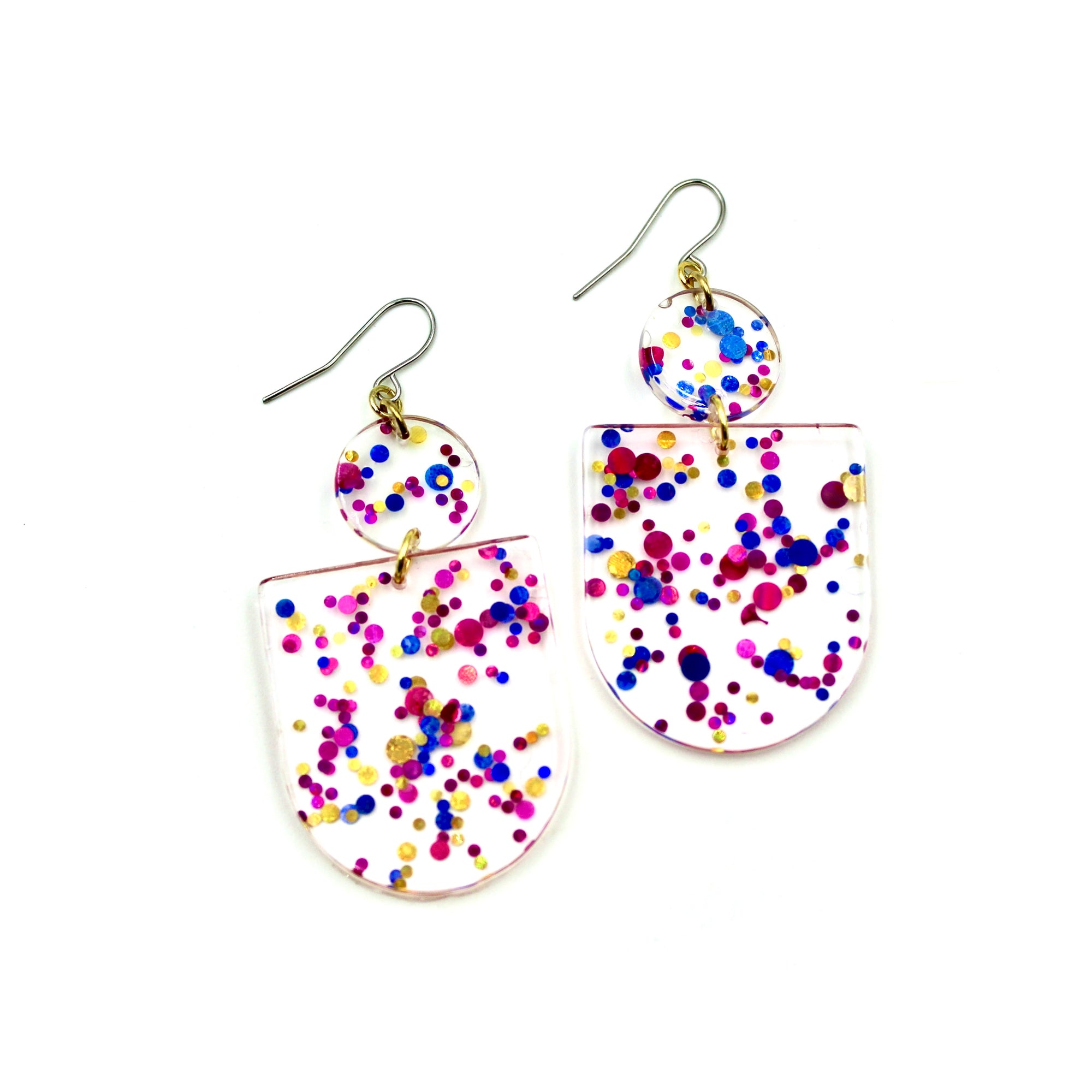 Confetti Drop Earrings - Pink