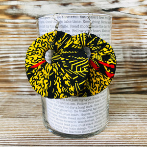 Large Round Ankara Earrings (Multicolor - Yellow/Black/Red)