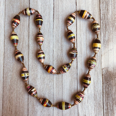 Gulu Handmade Single Strand Necklace with Chunky Paperbeads (Multi Color)
