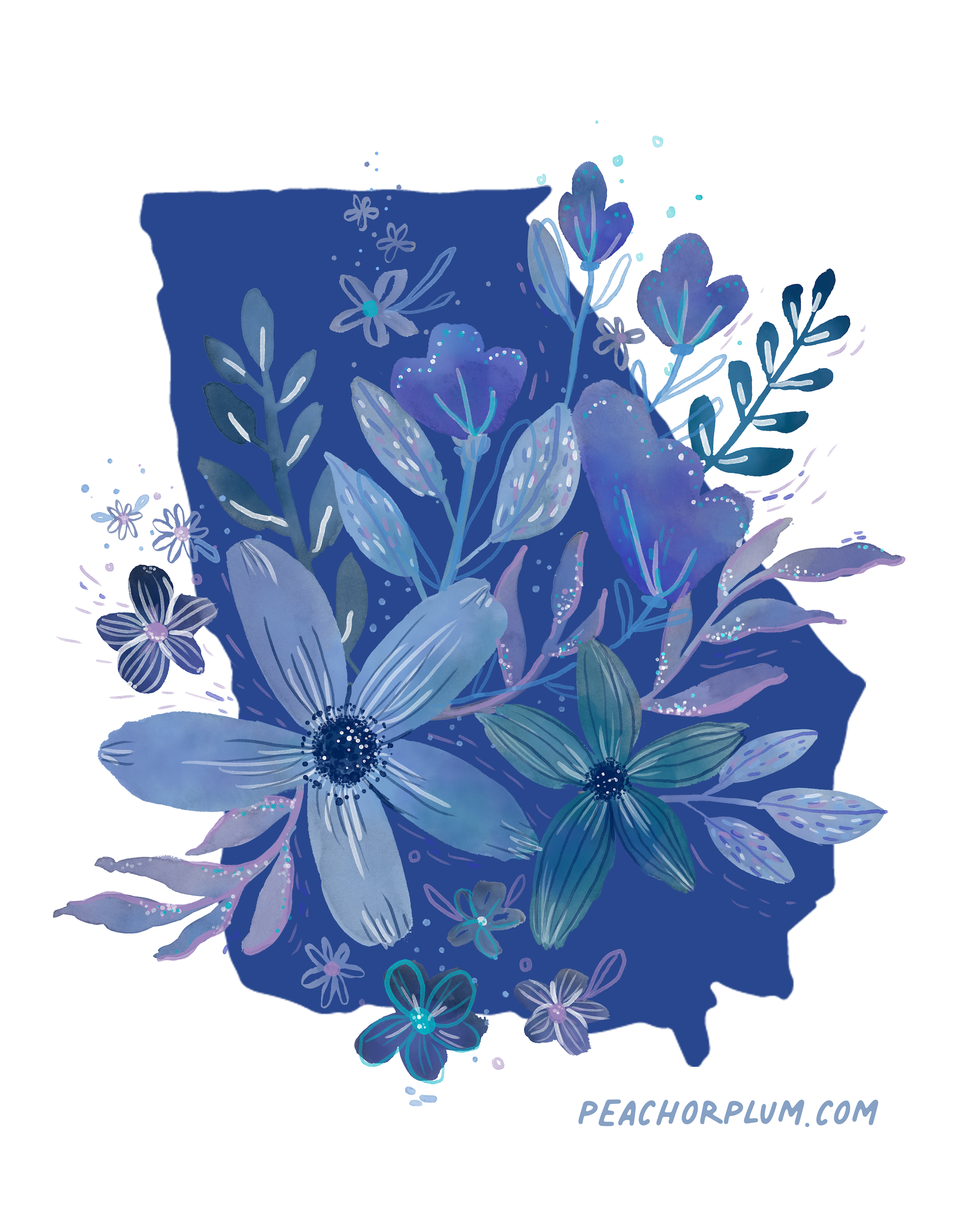 Magnet- Blue Georgia - Peach or Plum