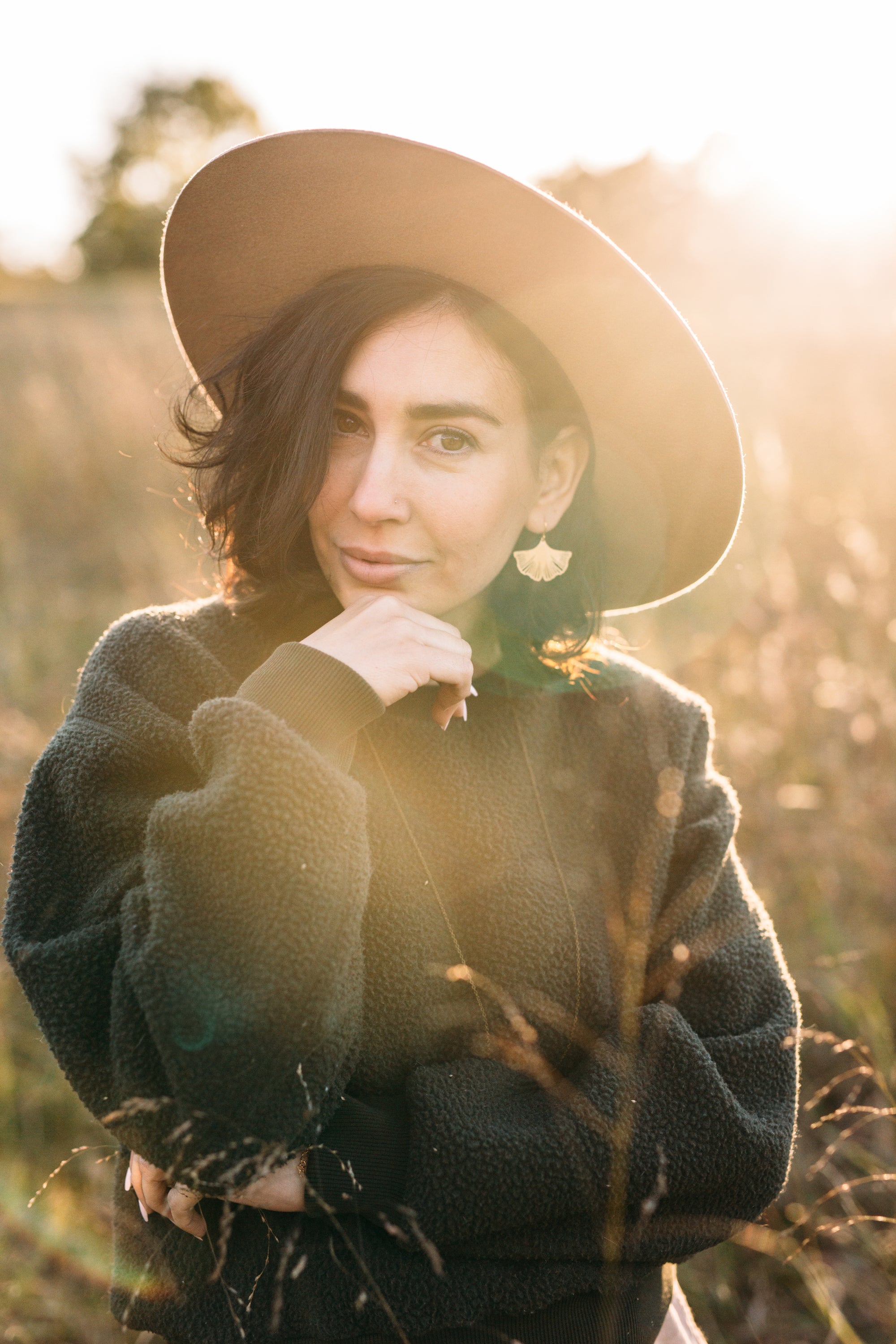 Ginko Earrings - Brass