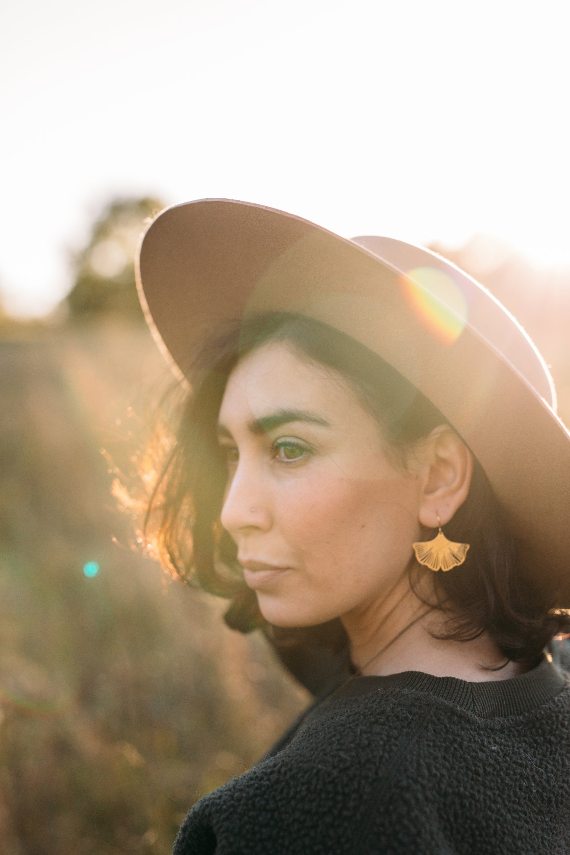 Ginko Earrings - Brass