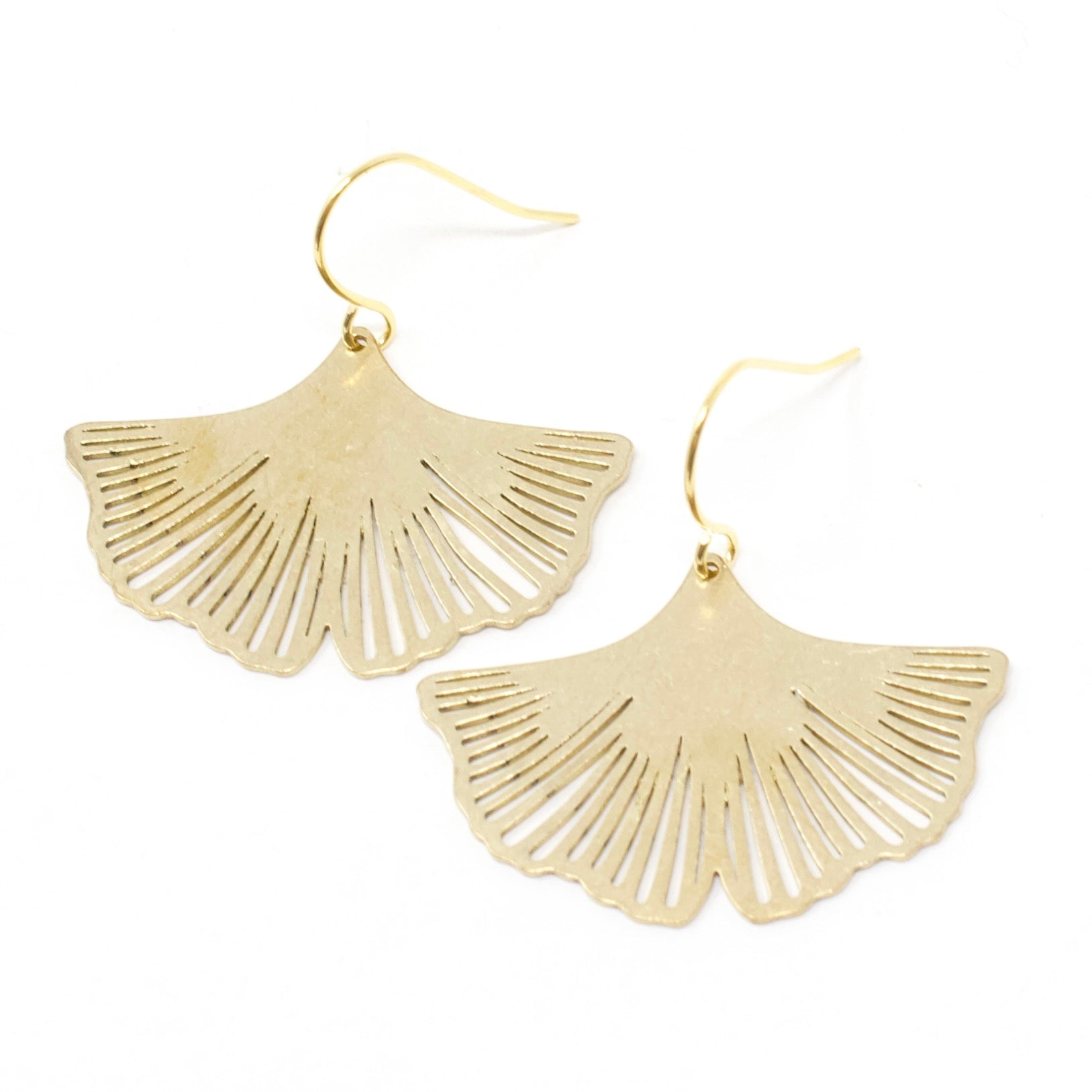 Ginko Earrings - Brass