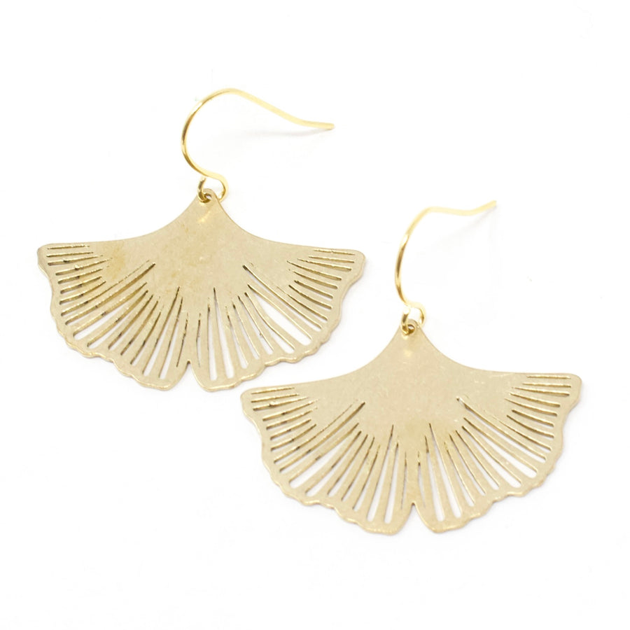 Ginko Earrings - Brass