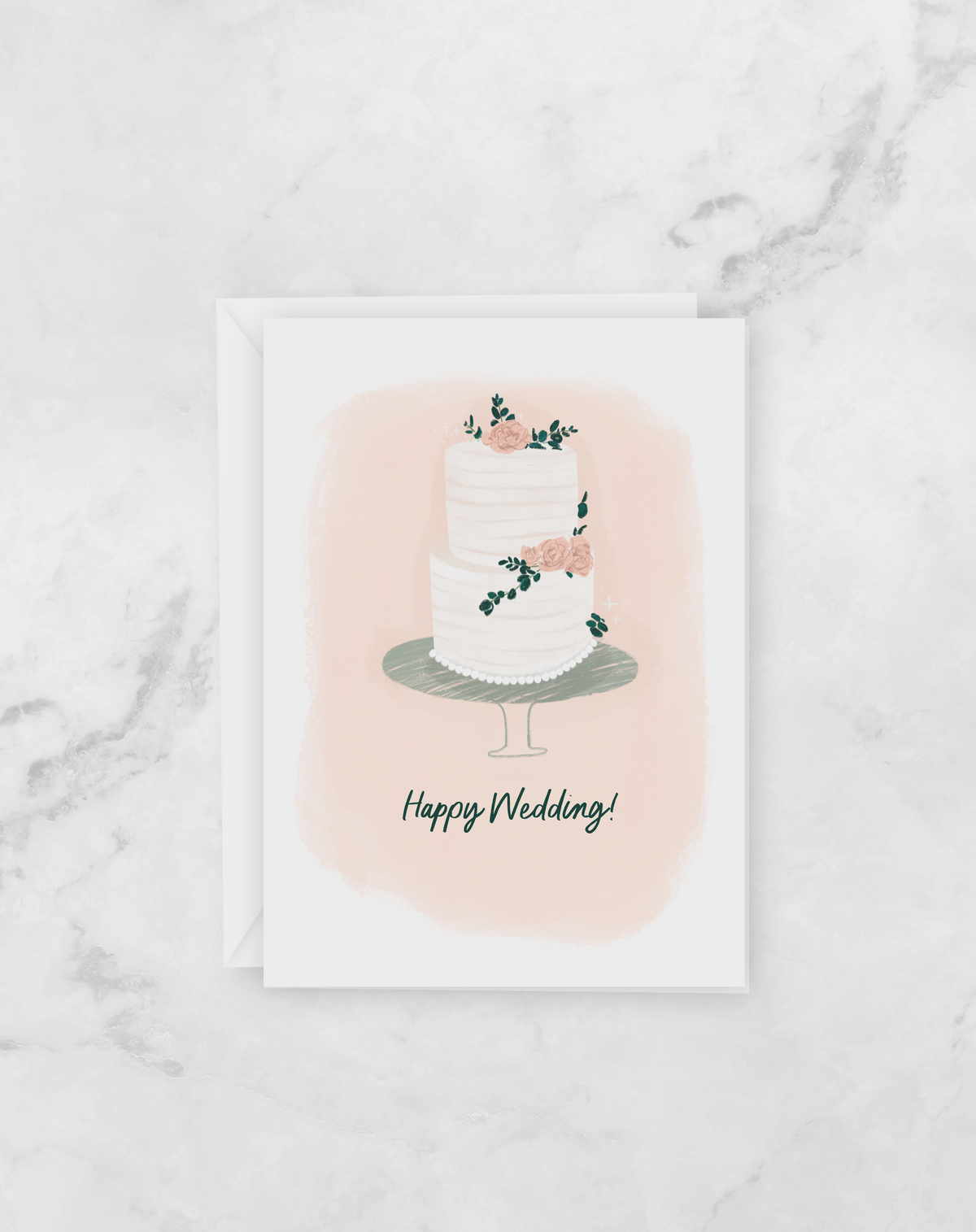 Greeting Card - Happy Wedding - Peach or Plum