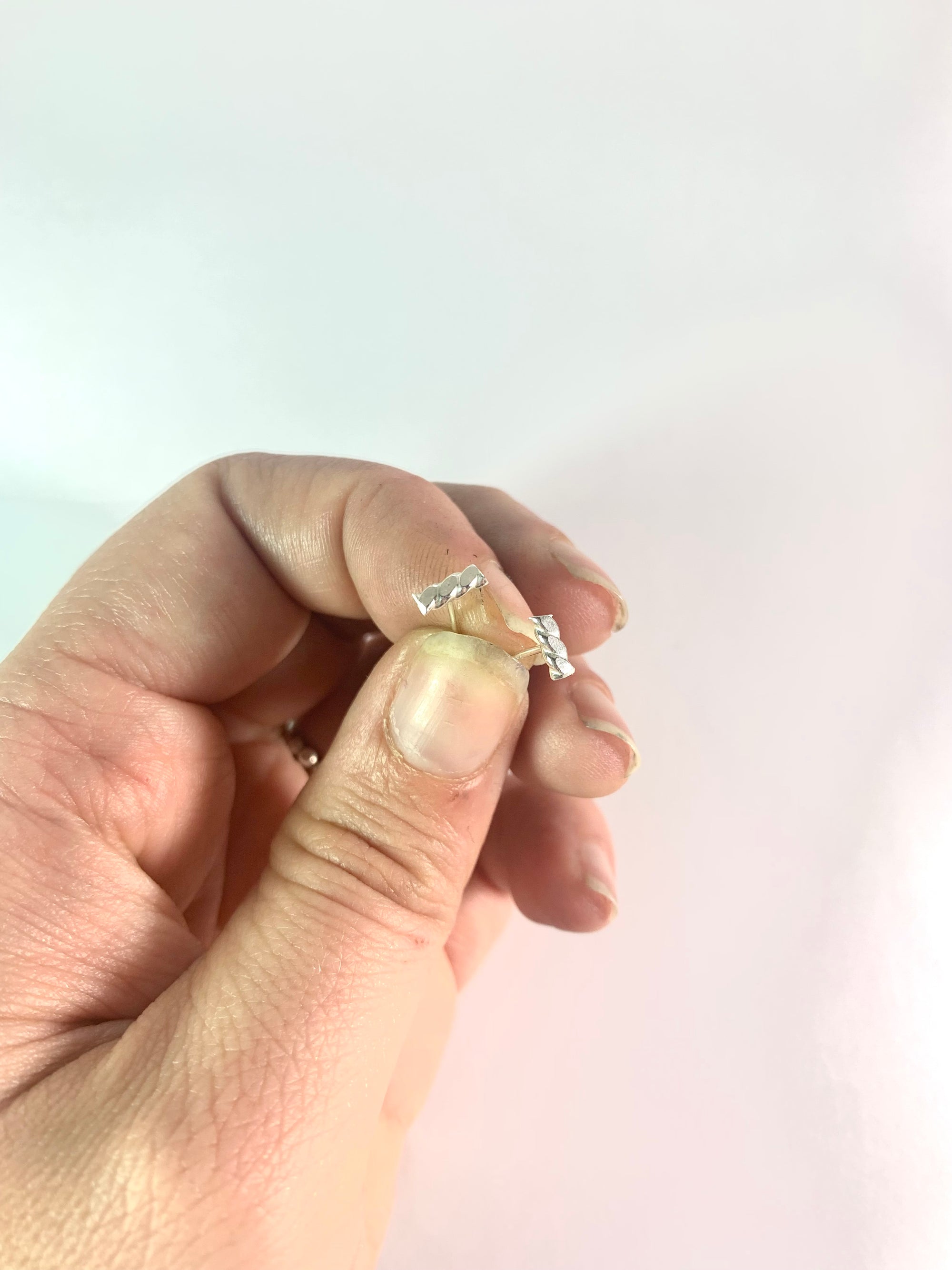 WHS Textured Bar Stud Earrings - sterling silver