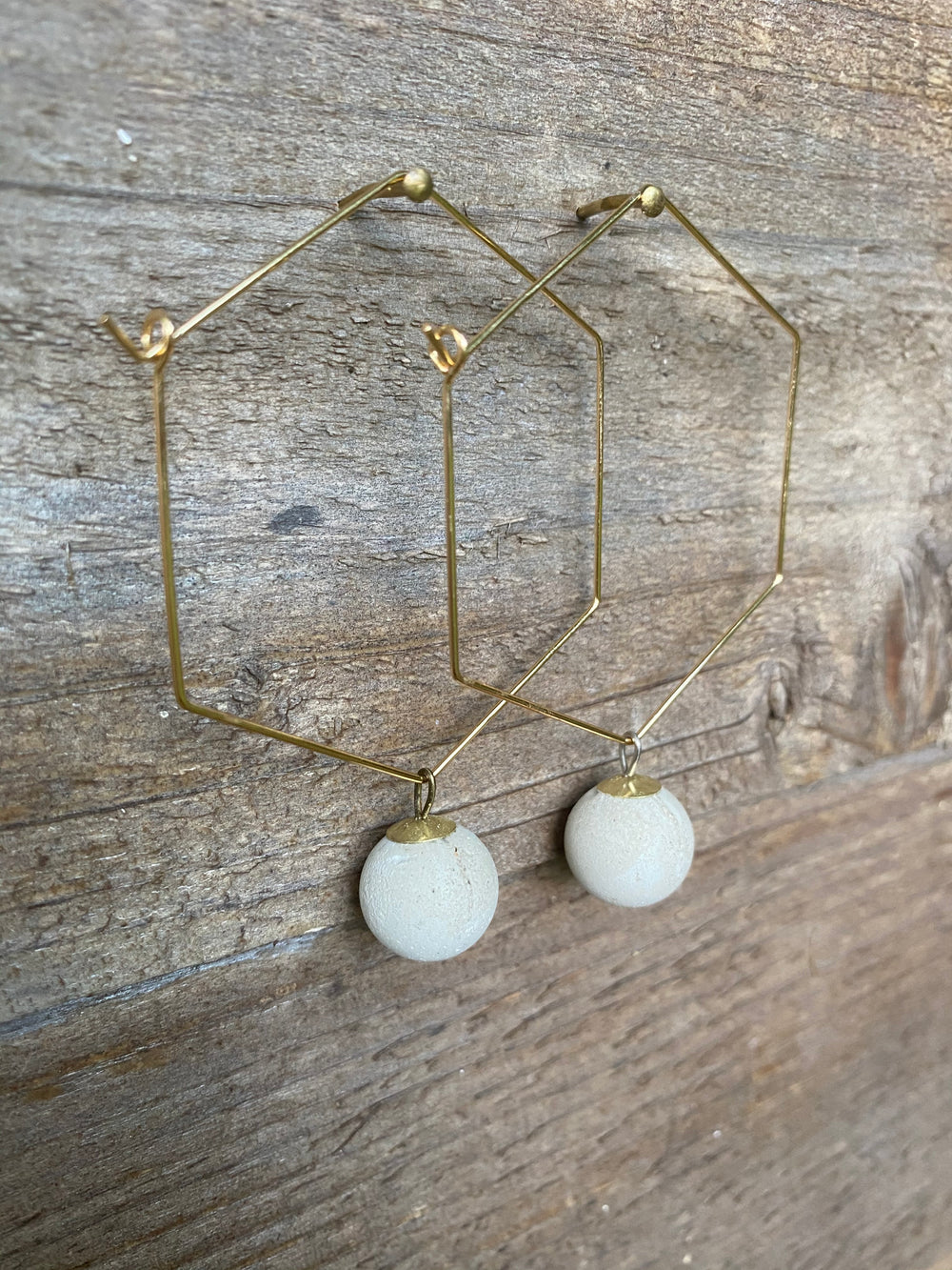 Concrete Hexagon Earrings