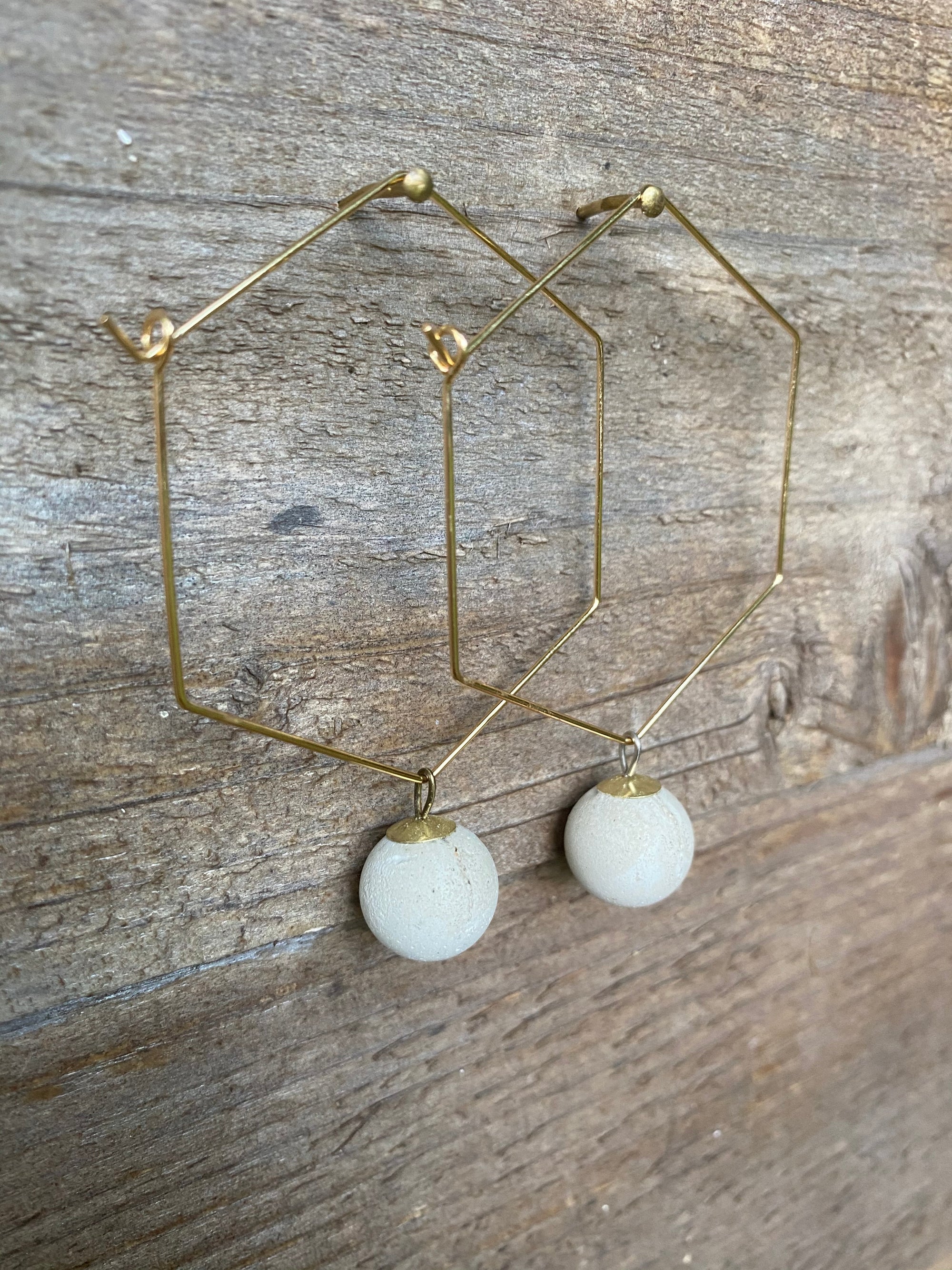 Concrete Hexagon Earrings