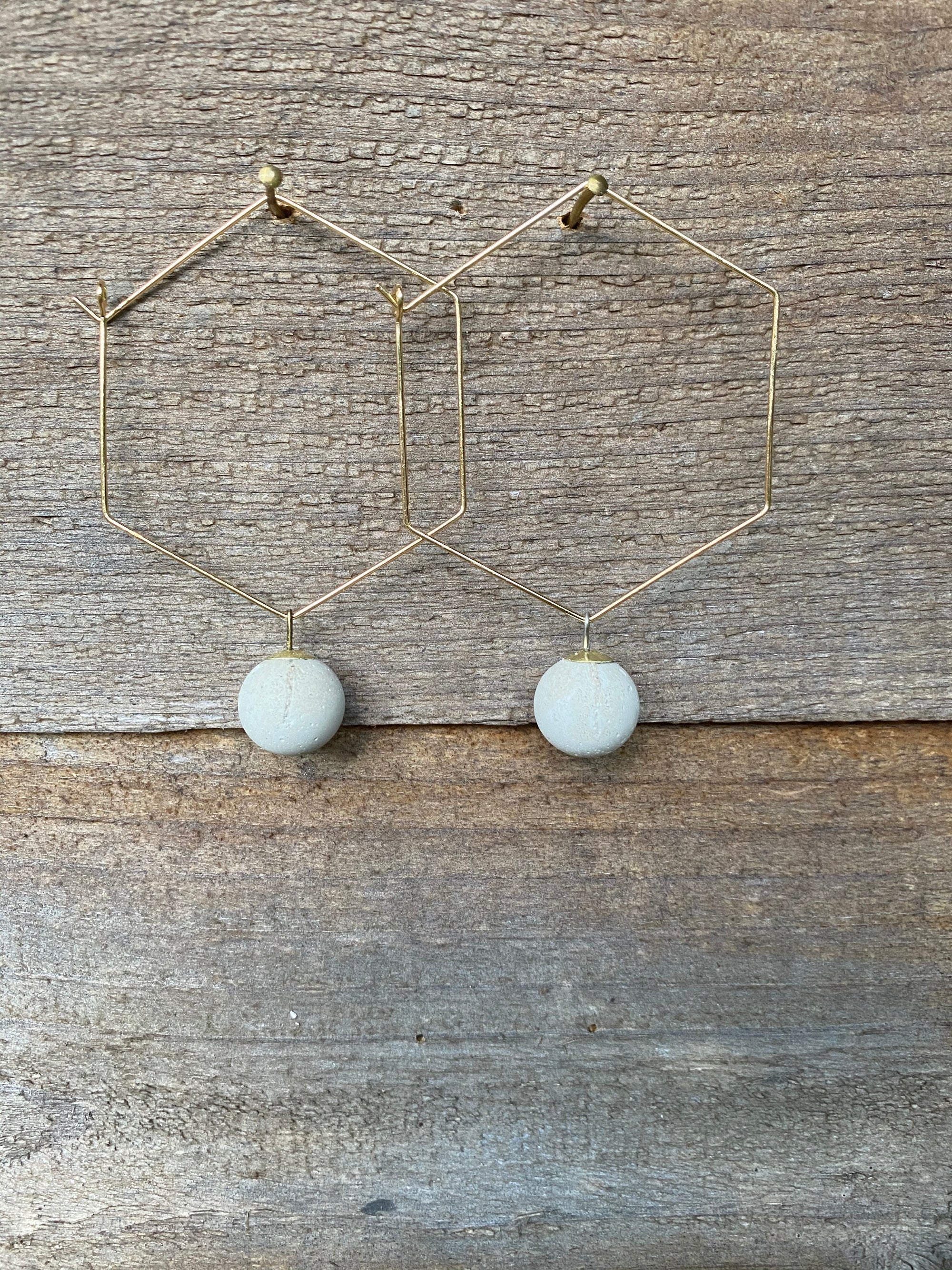 Concrete Hexagon Earrings