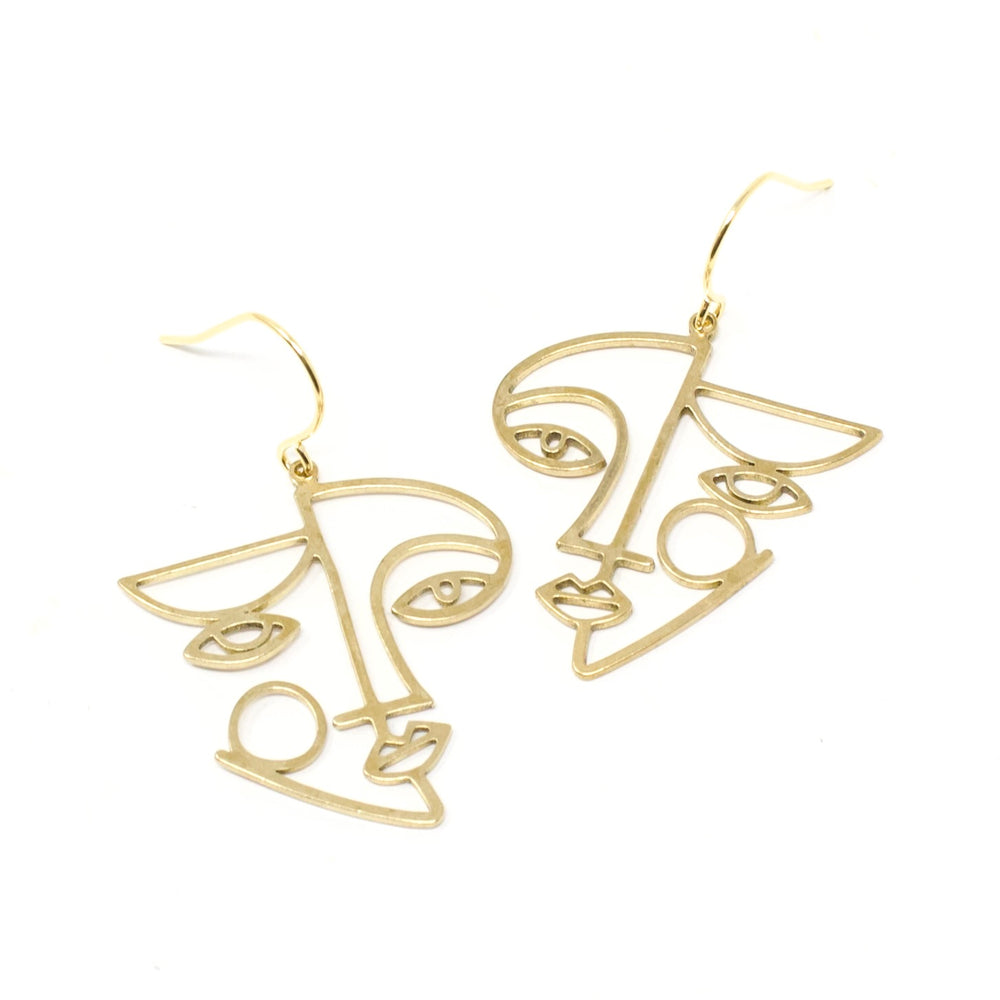Face Brass Earrings