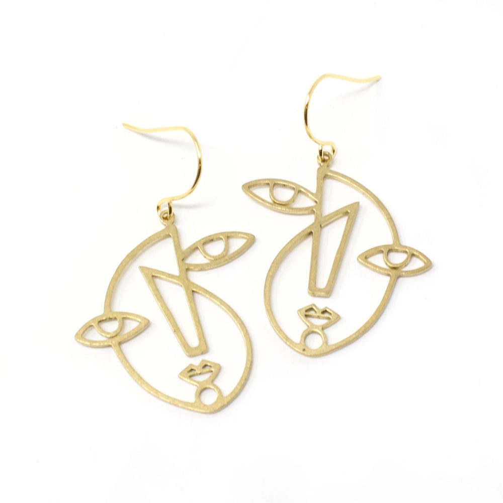 Face Brass Earrings